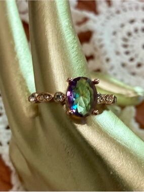Mystic Topaz Oval Ring in Rose Gold - Brand